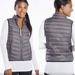 Fabletics Fenway Down Puffer Vest Zip Front Charcoal Grey SZ XS